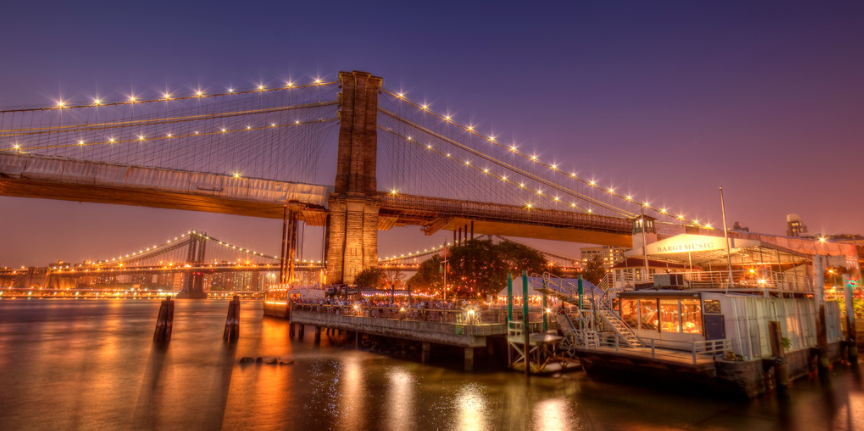 Barge music under the Brooklyn Bridge