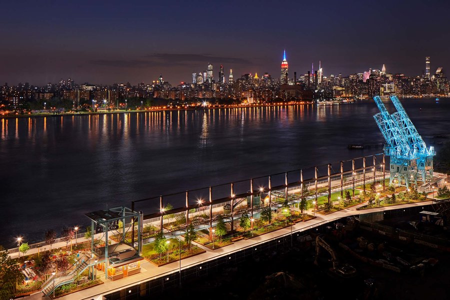 Domino Park at Williamsburg Waterfront in Brooklyn, NY